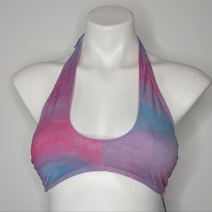 NWT BCBGENERATION pink blue purple tie dye shimmer bikini top L